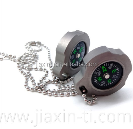 custom 18g titanium compass necklace pendant outdoor grift for outdoorsman, hiker, camper